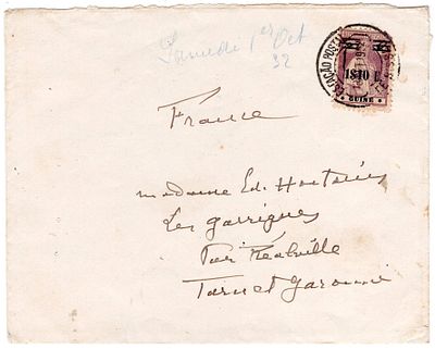 Guinea. Letter from Bissau, dated 13.9.1932, Ceres postage of 1$40/2$00 to France, where it 