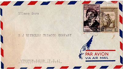Guinea 1938 Colonial Empire. Airmail envelope circulated from Bissau, Guinea 30 July 1953 to 