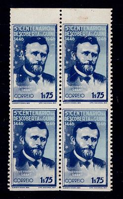 Guinea 1946 – 5th Centenary of the Discovery of Guinea. QUADRA sheet edge of MF244, 1$75 