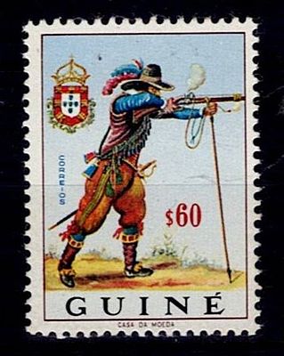 Guinea 1966 Army Uniforms. Stamp Mf#313, $60 polychrome, enamel paper with ERROR: OMISSION OF 