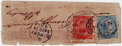 India. 1874. Postage of a small letter sent from Panjim on 10.12.1874 to Bombay, where it 