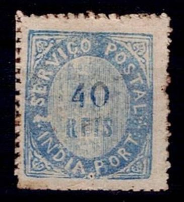India 1871 Natives type II. Stamp Mf#10d of 40 reis, blue, type II, LAYERED paper, perforated 