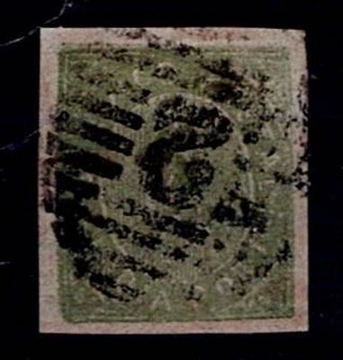 India, 1883 – Natives. Values ​​in local currency. Type IIID. Mf#131d, 6 reis, dark green, fine 