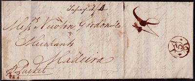 Historia Postal Madeira. Carta enviada de Londres a 5.1.1791, pelo paquete de Falmouth para 