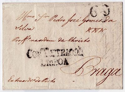 História postal. Pré-filatelia. carta de Lisboa datada 28 de outubro de 1800 pelo 