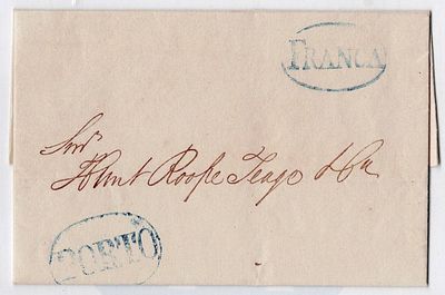 História postal. Pré-filatelia. Carta "Hunt Roope ..." circular do Porto datada 1 de janeiro de 
