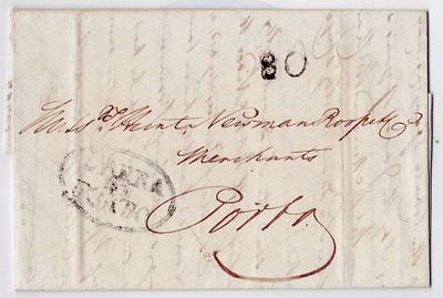 História postal. Pré-filatelia. Cerco do Porto (1831/3) carta "Hunt Newman Roope"de Lisboa 30 
