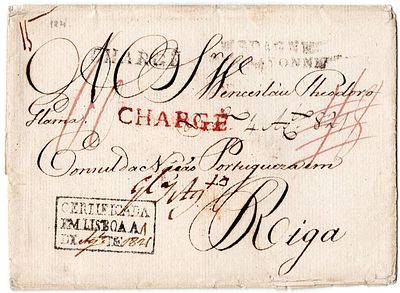 Portugal.1821. Pre-filatelia. Carta Segura, expedida de Lisboa a 1 de Agosto de 1821, com 