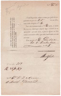 História Postal. Aviso da sub-Inspecção dos correios de Portugal para o pagamento de porte de 