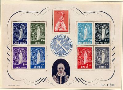 Portuguese Colonies 1951 Closing of the Holy Year. Block Mf#1 with a joint printing of the "Our 