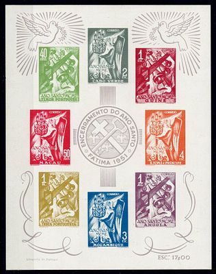 Portuguese Colonies 1951 Closing of the Holy Year. Block Mf#2 with a joint printing of the 