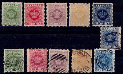 Angola. COROAS Issue. Set of 11 stamps from the 2nd issue, replaced colors, new with and 
