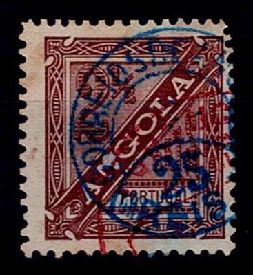 Angola, 1894 – D. Carlos I, Diogo Neto, 2.5 reis stamp with surcharge. MF#37f, 25 on 2.5 reis 