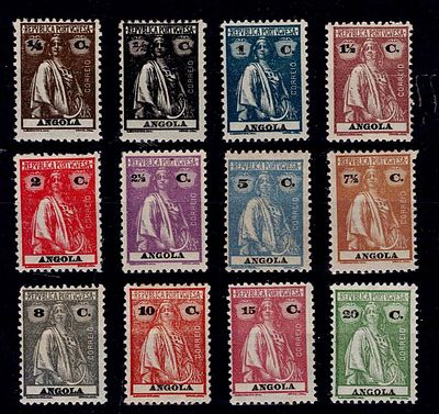 Angola 1921 (1914) Ceres. Complete series of 1914 Ceres stamps but in perforation 12, smooth 