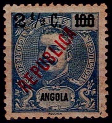Angola, 1919 – D. Carlos I, Mouchon type. With overprint and surcharge, typeset locally. Stamp 