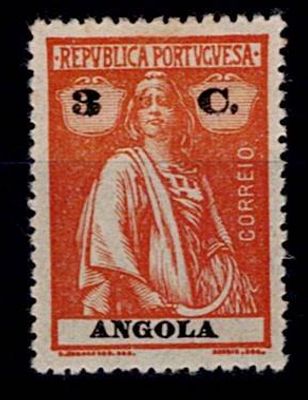 Angola 1921-22 Ceres, new colors and values. Stamp mf#200b, 3 c. orange in perforation 12. New 