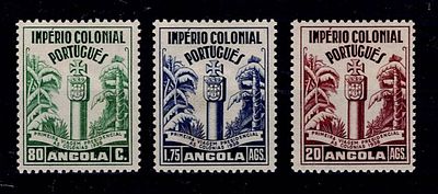 Angola 1938 1st Presidential Trip to the Colonies. Complete series of Mf#276-278 smooth paper 