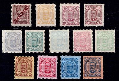 Congo 1894 D. Carlos I, Diogo Neto. Complete series of Mf#1-13, 11 3/4 and 12 3/4 perforation. 
