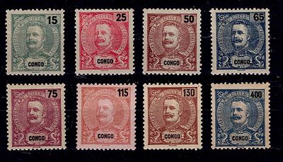 Congo 1903 D. Carlos I, Mouchon type, new colors and values. Complete series Mf#46-53 of new 