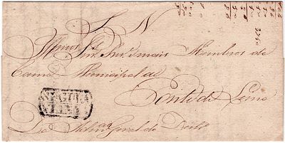 Historia Postal Pre-filatelia. Portugal. Carta enviada Segura de Viana do Minho para Ponte de 