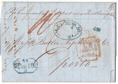 Postal history.Pre-philately. 1852. Letter from RIGA 8.5.1852, by London 15.5, to catch the 