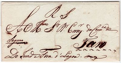 Pre-philately. LAGOON. INSURANCEin a letter from Lagoa 16.1.1828 to Faro, exempt from postage 