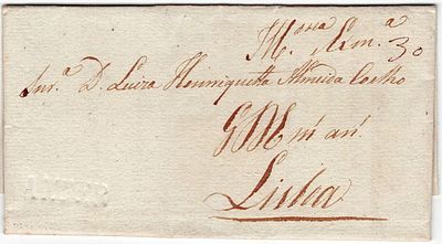 Pre-philately. ALTERalbino LF ALT1 rar5 in Silk letter 12.2.1831 to Lisbon, postage 30.