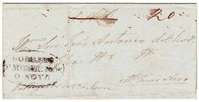 Pre-philately. MONTEMOR-O-NOVO.in black LF MMN2 rar5 on letter from Lavre 11.1.1851 to Montemor 
