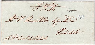 Pre-philately.PORTALEGRE.Letter sent on 24.12.1835, not marked with Portalegre, sent to Ponte 