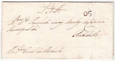 Pre-philately. PORTALEGRE not marked on the letterin a letter from Portalegre 23.11.1835 to 