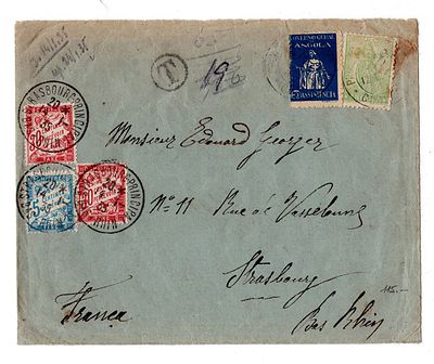 PORTEADOS. Angola. Carta escrita no Balombo, carimbo numérico 32 de Cazombo, a 12.12.1934, para 