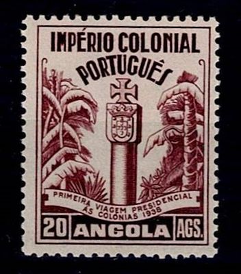 Angola 1938 Primeira Viagem Presidencial ao Ultramar. Selo Mf#278, 20 E. castanho vermelho. 