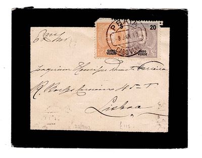 Cabo Verde. 1912. D. Carlos Mouchon. Carta de S. Vicente a 6.1.1912 para Lisboa, franquia de 25 