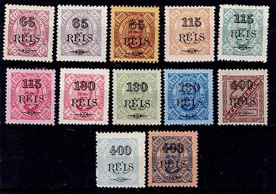 Cabo Verde 1902 – D. Carlos, tipo Diogo Neto com sobretaxa. Série completa Mf#61-72, papel 