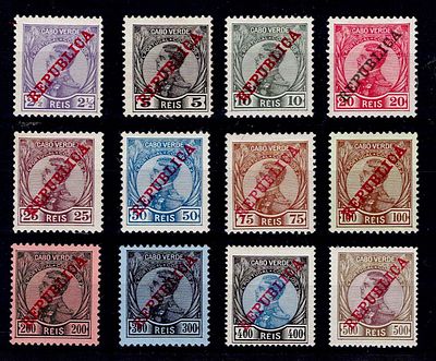 Cabo Verde 1912 D. Manuel II com sobrecarga República. Série completa Mf#101-112 de selos novos 