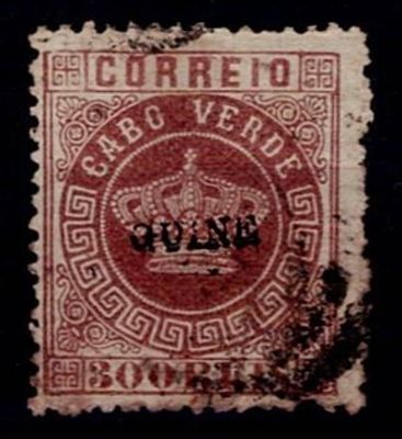 Guiné 1879-82 Coroa, selos Cabo Verde com sobrecarga Guiné PEQUENA - NÃO EMITIDOS. Selo Mf#9 