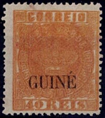 Guiné 1885 Coroa, selos de Cabo Verde com sobrecarga Guiné grande, novas cores. Selo de 40 reis 