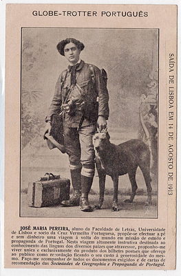 Portuguese Globe-Trotter Postcards. Postcard with information about a circumnavigation of the 