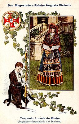 Monarchy Postcards. "Her Majesty Queen Augusta Victoria, dressed in the style of Minho". New 