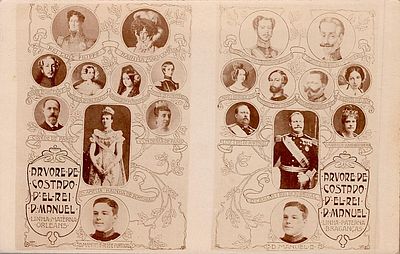 Monarchy Postcards. Photographic postcard with "Family Tree", paternal and maternal 