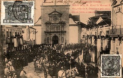 Monarchy Postcards. Visit of King Manuel II to Viana do Castelo. With stamps and postmarks 