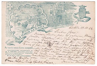 Illustrated Postcards Monarchy. Commemorative Postcard of Vasco da Gama, with a postage of 25 