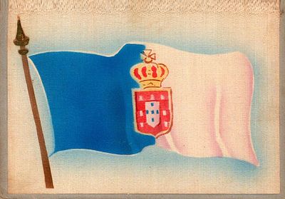 Monarchy postcards. Colorful postcard depicting the monarchical flag on glossy paper glued onto 