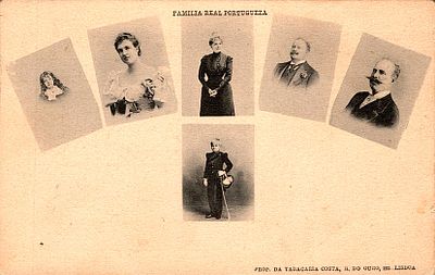 Monarchy postcards. Postcard with an image of the royal family, published by Tabacaria Costa. 