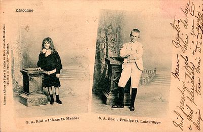 Monarchy postcards. Postcard with an image of the royal family. Used, with writing and a stamp 