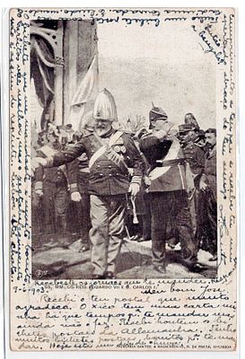 Monarchy Postcards. Postcard with an image of Edward VII's visit to Portugal. Circulated, signs 