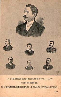 Monarchy Postcards. Postcard with images of the "1st Regenerator-Liberal Ministry of 1906". New 
