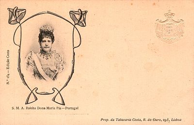 Monarchy postcards. Relief postcard with an image of Queen Maria Pia, Costa edition. New, good 