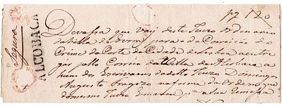 Pre-philately. Judicial document sent on December 16, 1834, from the court of &Eacute;vora to Lisbon 