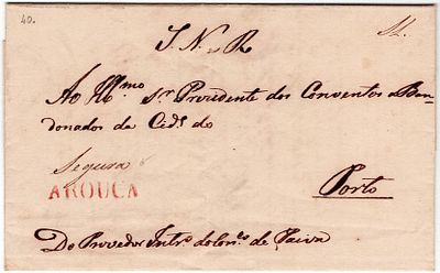 Pre-philately. Letter from the SNR, written in Paiva, on August 9, 1834, marked Segura in 